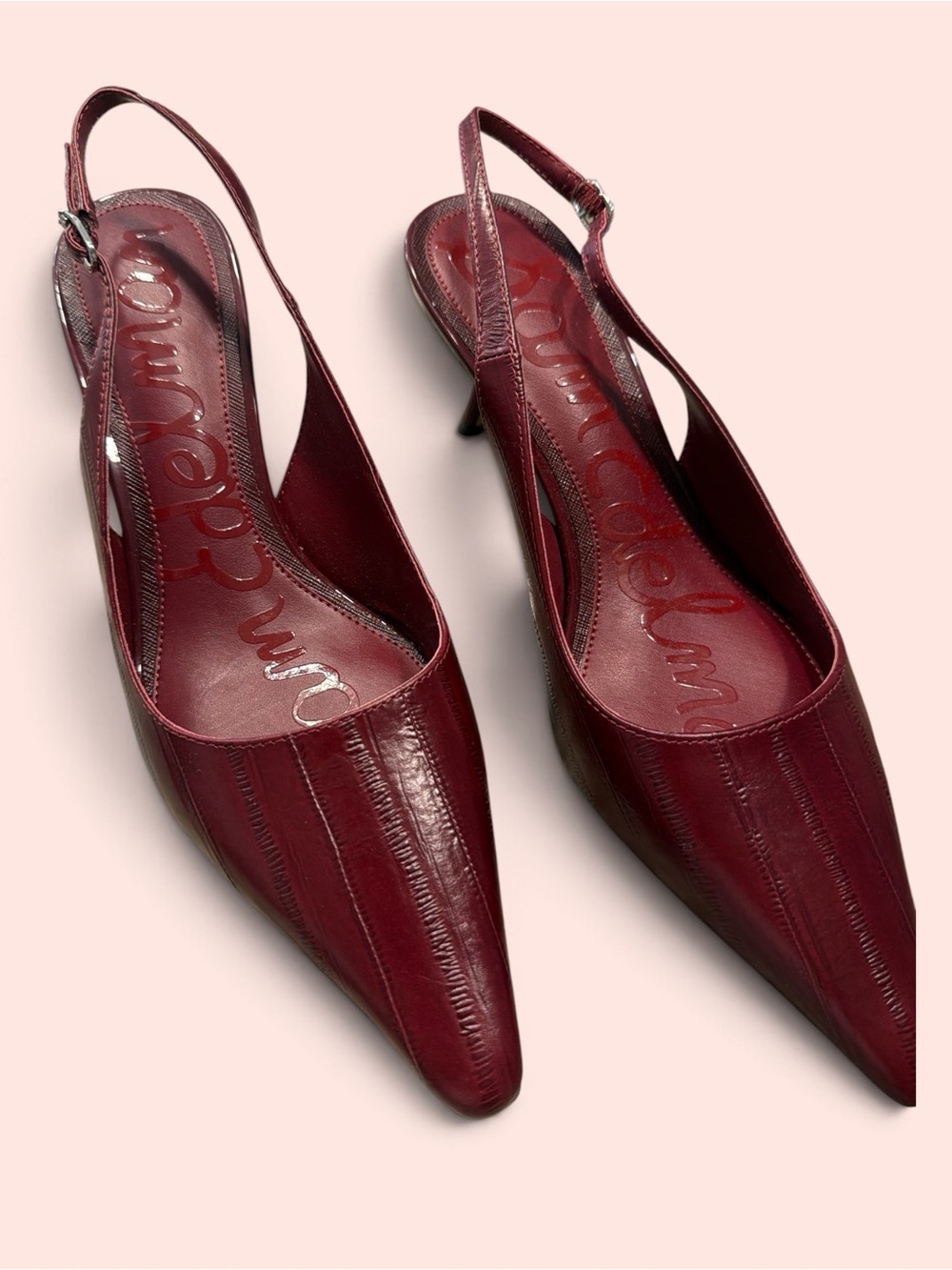 Sam Edelman Burgundy Slingback Pointed-Toe Heels